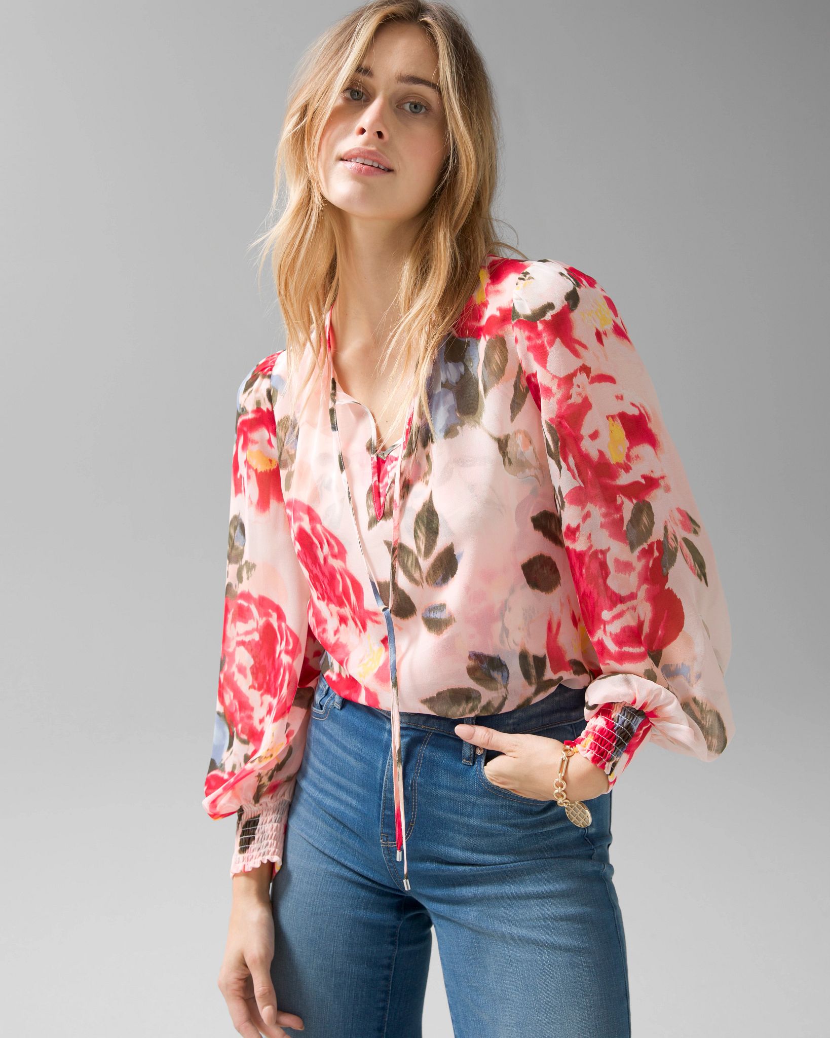 Tie neck chiffon blouse top